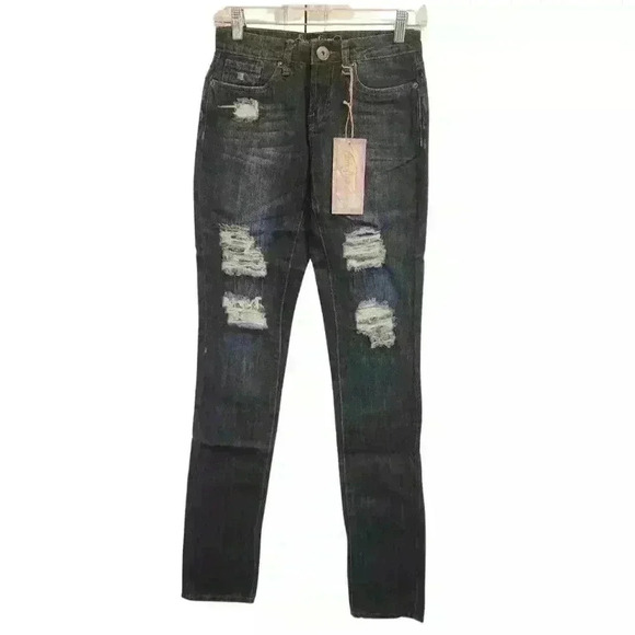 Spoon Jeans Distressed Medium Wash Five-Pocket Style Tall Jeans NWT - Picture 1 of 10